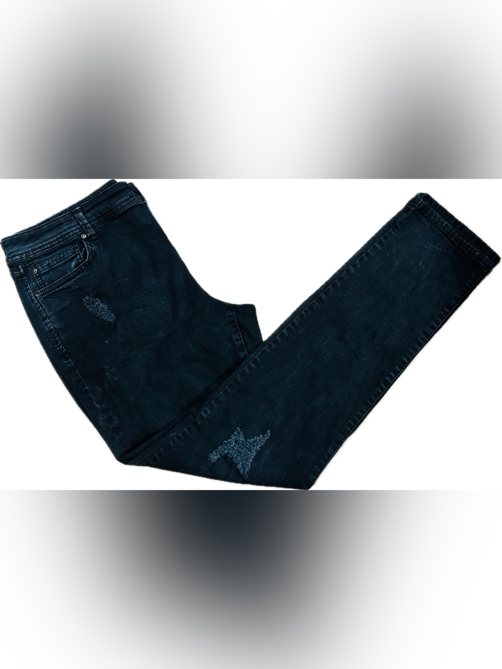 INC Women's Black Skinny Leg Stretch Distressed Jeans Size 14